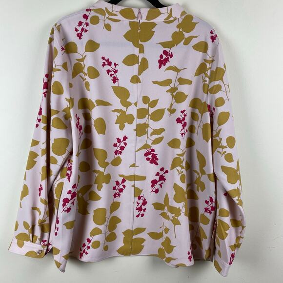 Boden Botanical Print Blush Pink Tunic Top Size 16 Cottagecore Elevated Artsy - Picture 2 of 7